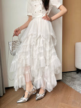 CC 25 Mesh Long Skirt White Polyester Fiber